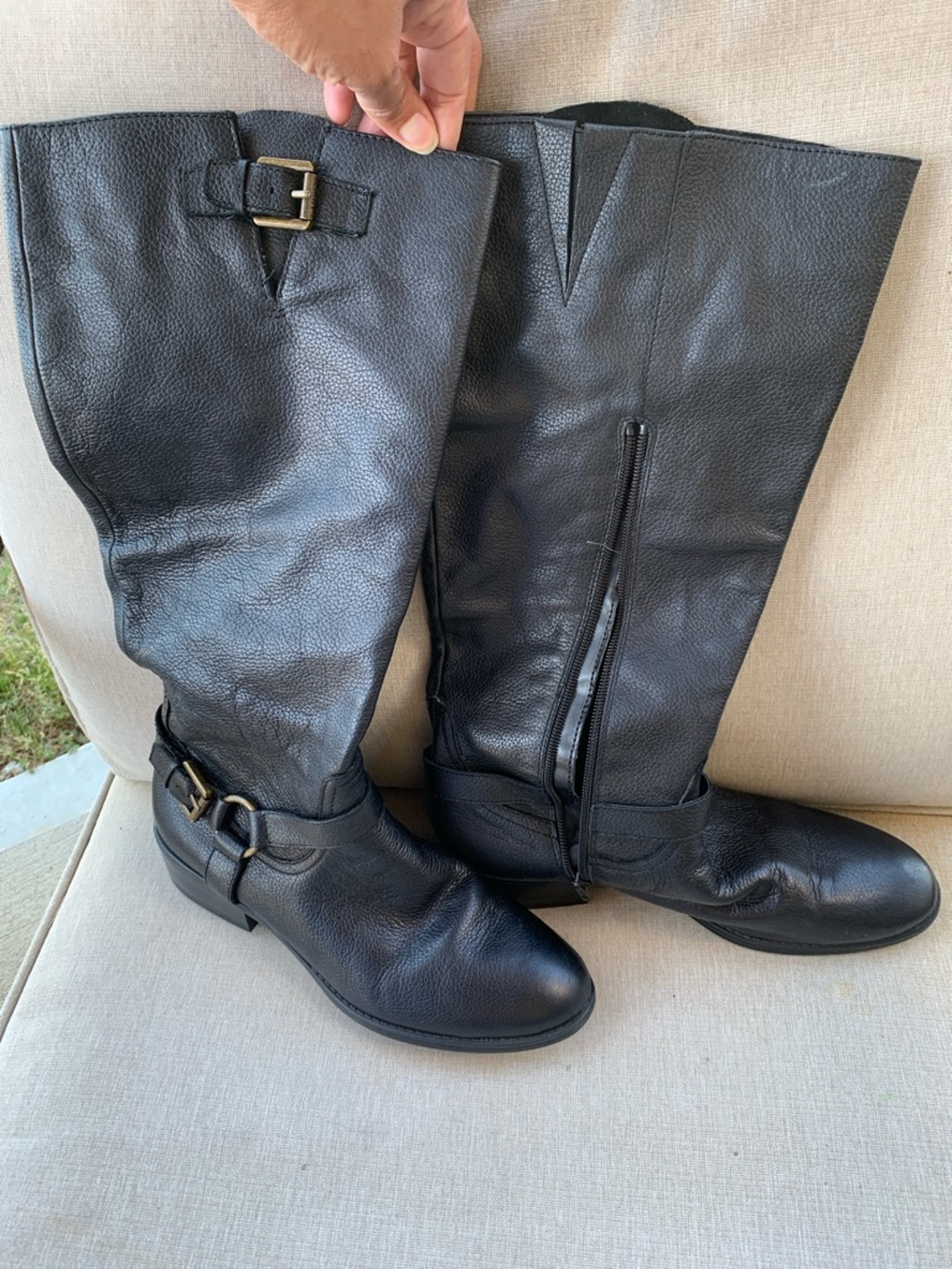 Ralph Lauren Black Leather Knee-High Riding Boots cowgirl
